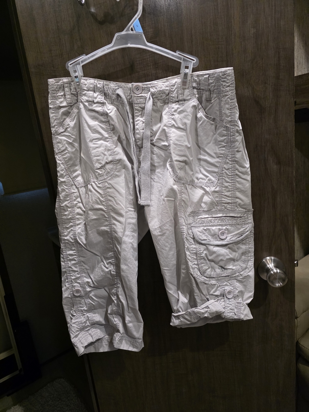 Calvin Klein Light Gray Cargo Capris with Drawstring